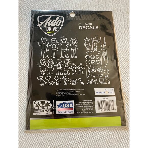 Auto Drive Family Stick Figure Auto Decals Made In USA 46 Pieces - Picture 2 of 7